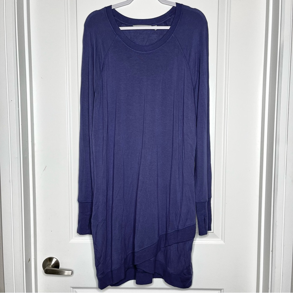 Athleta Criss Cross Long Sleeve Crew Neck Pullover Sweatshirt Tunic Dress - Picture 2 of 5
